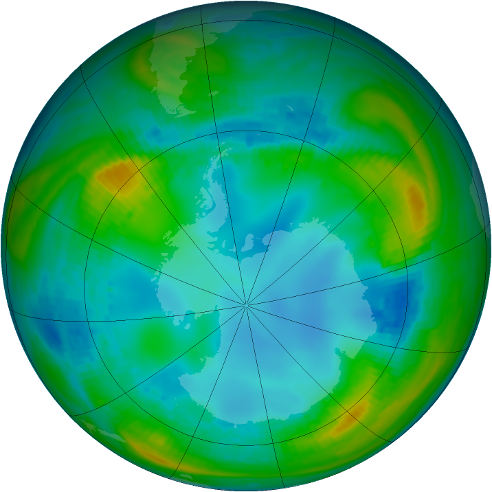 Antarctic ozone map for 30 July 1985